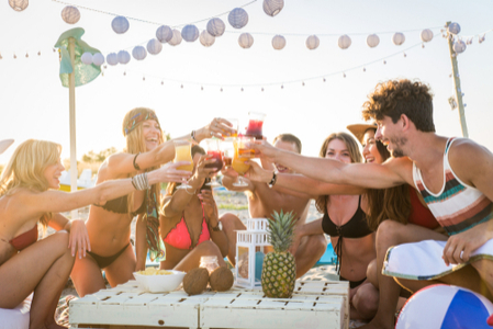 Young People Partying on the Beach