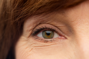 close up of womans eye