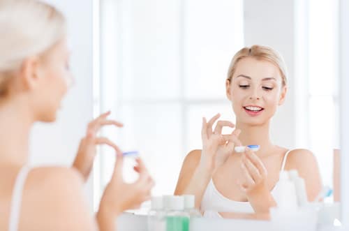 woman with contact lenses