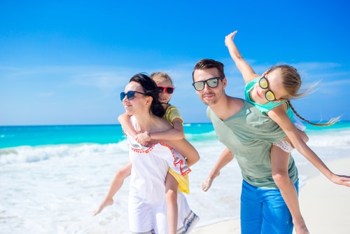 Family having fun on a beach